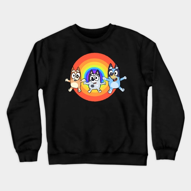 Rainbow Bluey Heeler Family Crewneck Sweatshirt by Titanium Quill